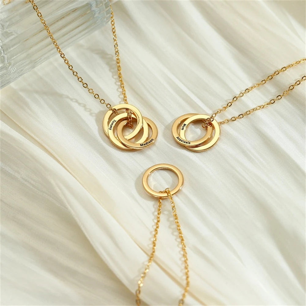 Engraved Children's Name Linked Circle Necklace