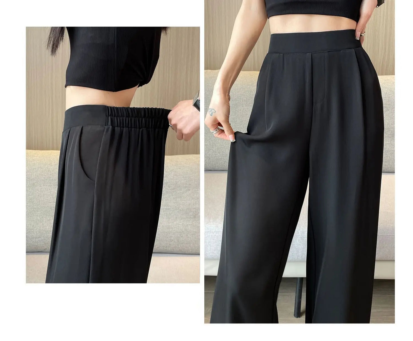 Wide Leg High Waist Casual Pants