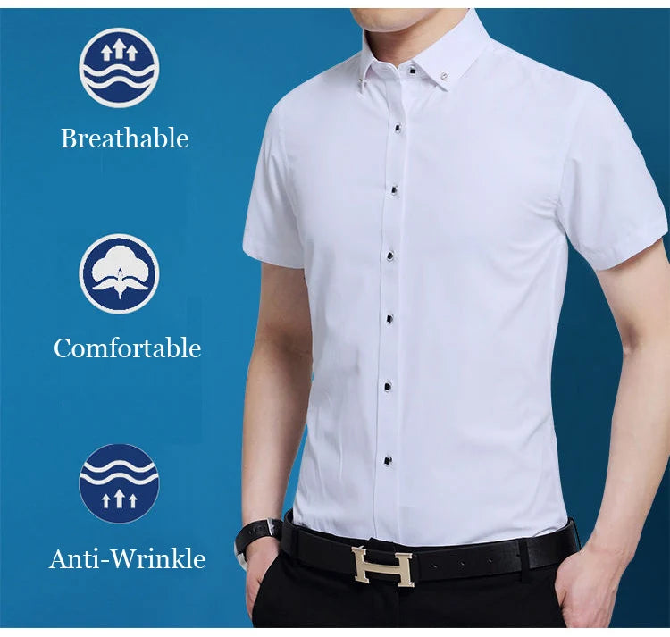 High Quality Non-ironing Men Dress Shirt -Short Sleeve