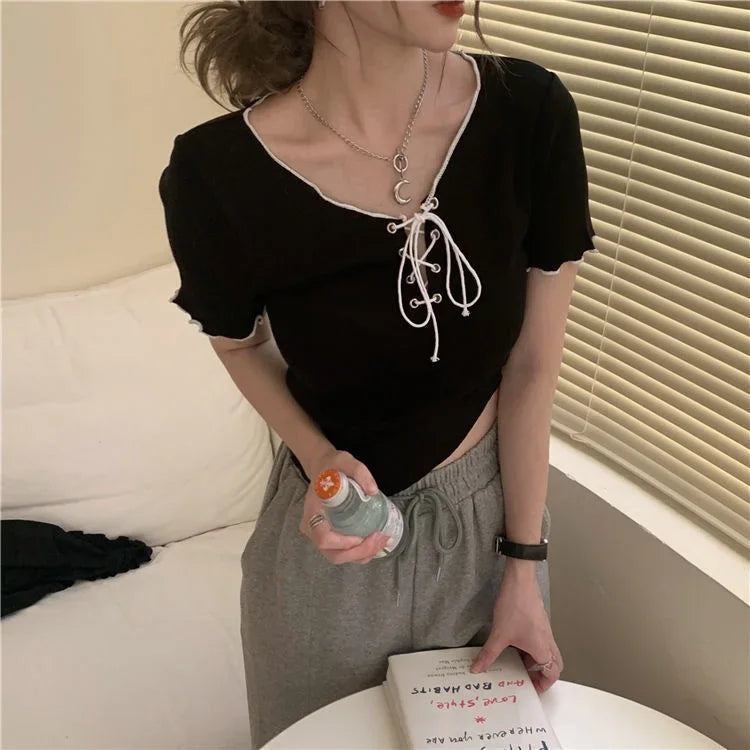 Woman T-shirts White V-neck