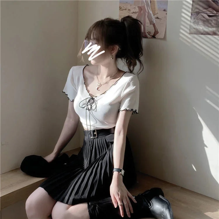 Woman T-shirts White V-neck