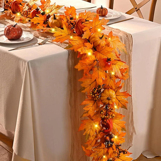 6FT Thanksgiving Garland with Pomegranate Pumpkin