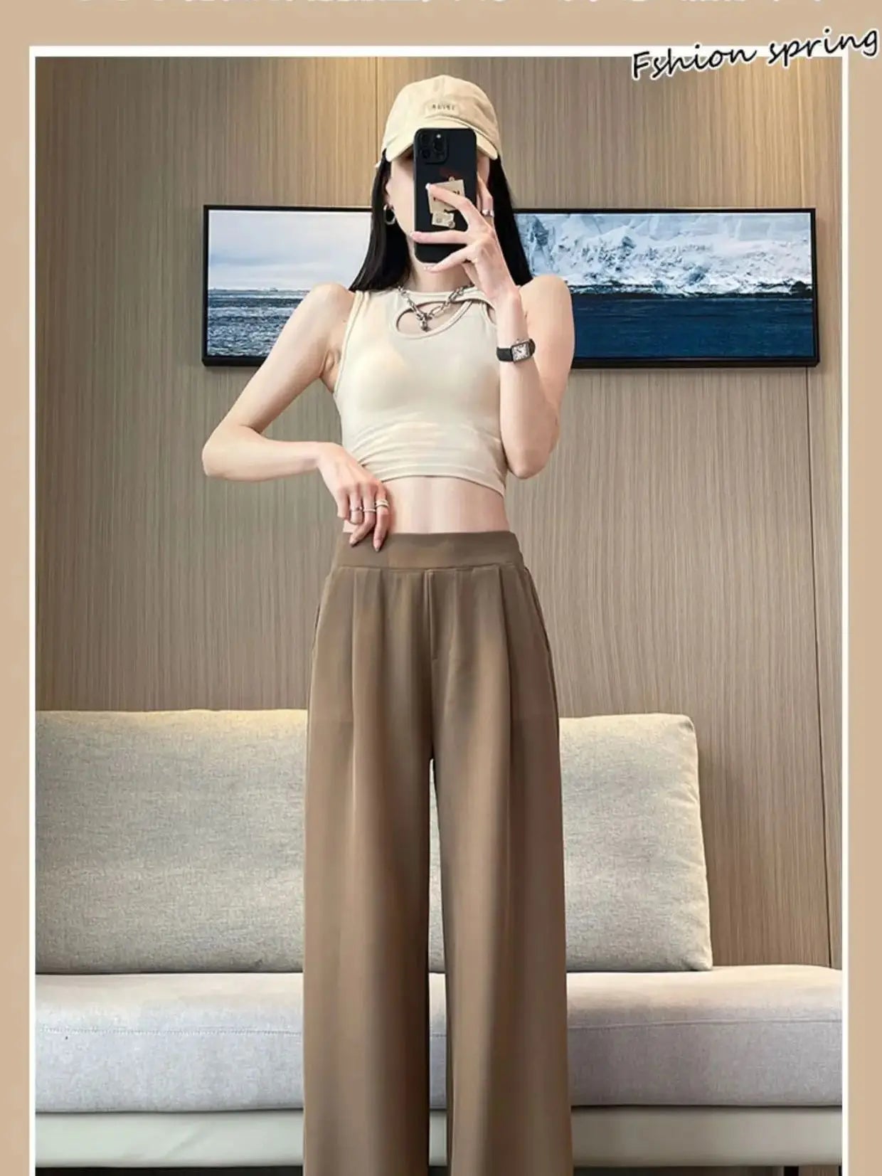 casual pants woman pendant black suit wide leg high waist