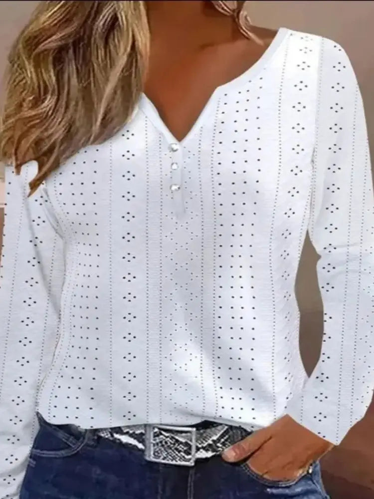 Women Ruffled Hollow Out Blouse