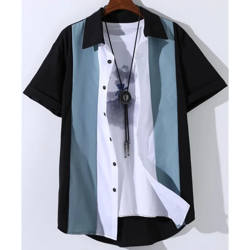 New Shirts For Men 3d Patchwork Plaid Printed Men’S Clothing Summer
