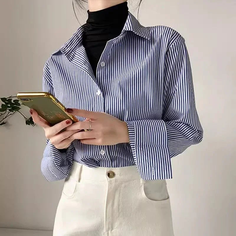 Classic Striped Spring or Autumn Blouse