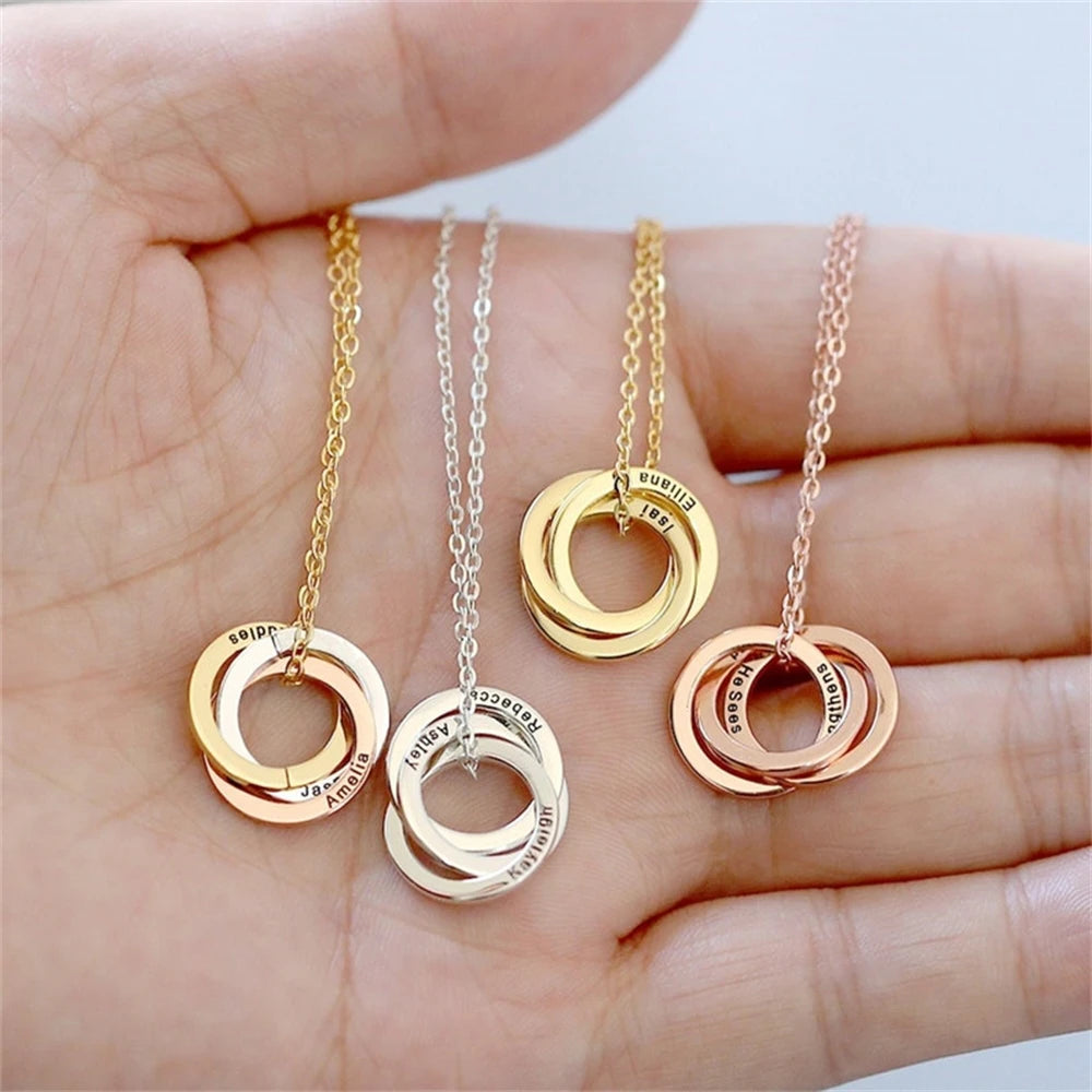 Engraved Children's Name Linked Circle Necklace