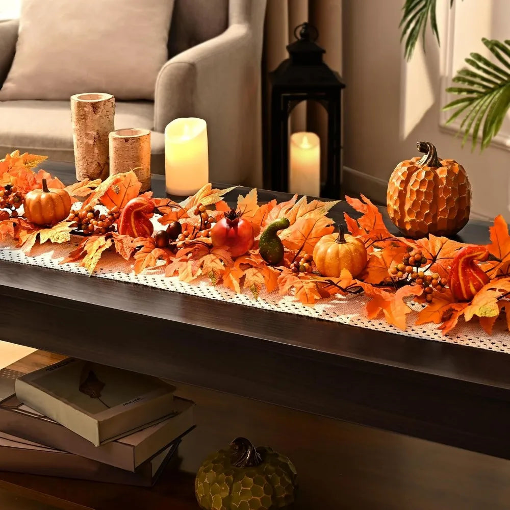 6FT Thanksgiving Garland with Pomegranate Pumpkin