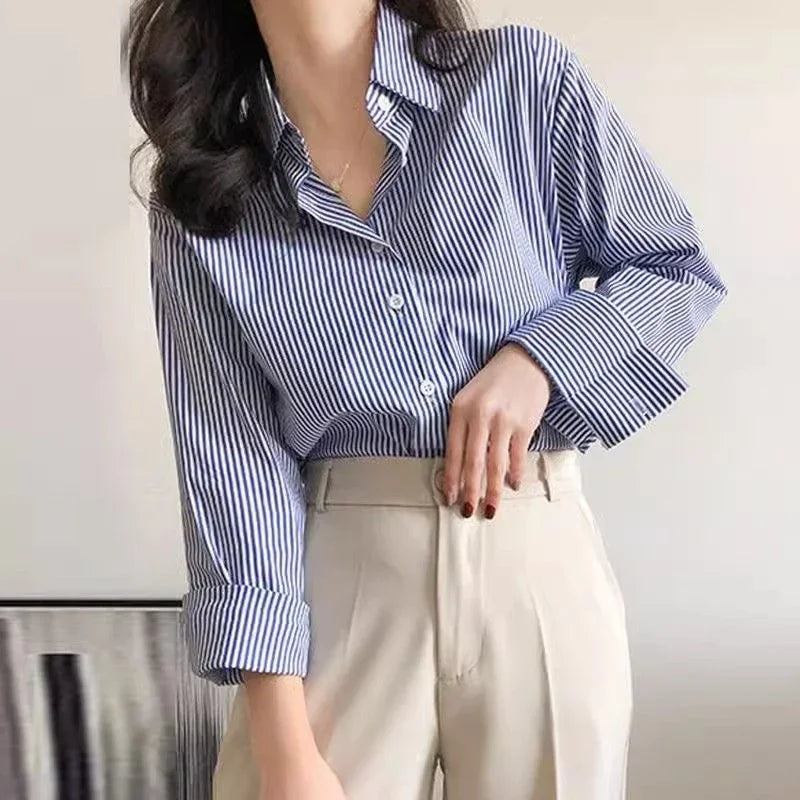 Classic Striped Spring or Autumn Blouse