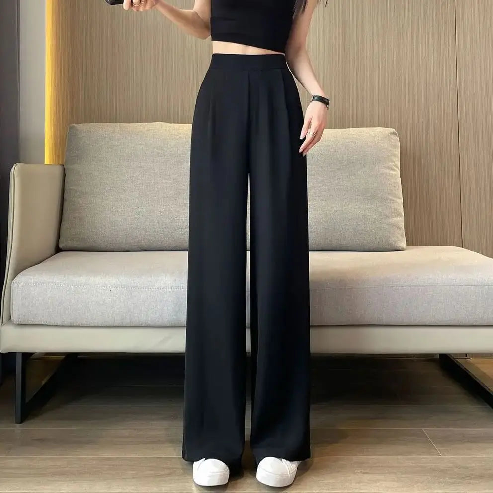 casual pants woman pendant black suit wide leg high waist