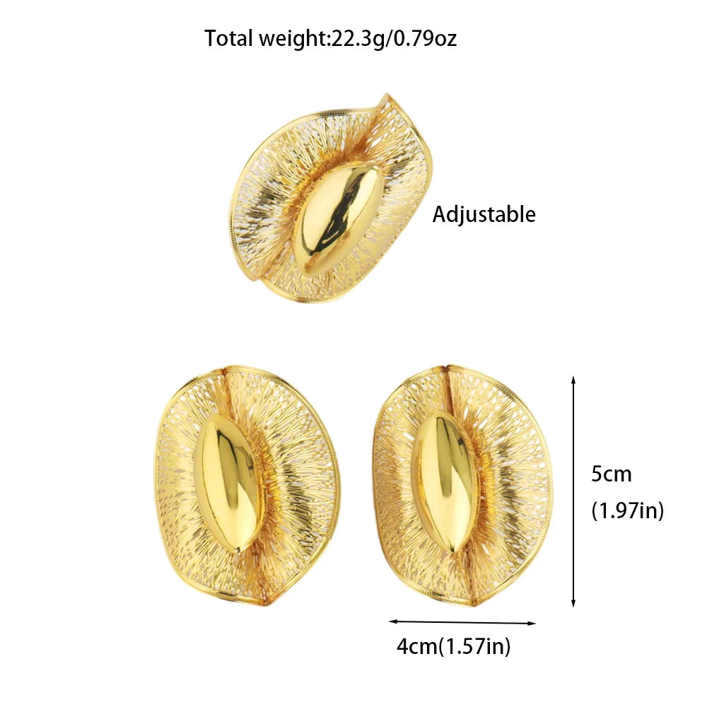 New  Dubai inspired Gold Plated Earrings Ring Set