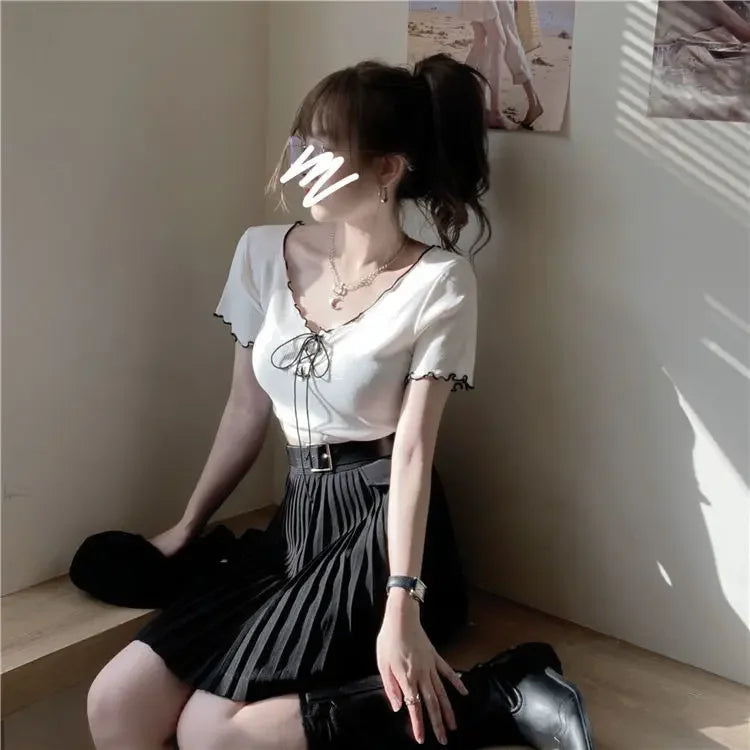 Woman T-shirts White V-neck