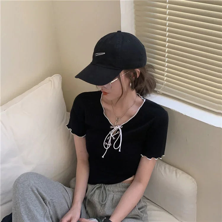 Woman T-shirts White V-neck