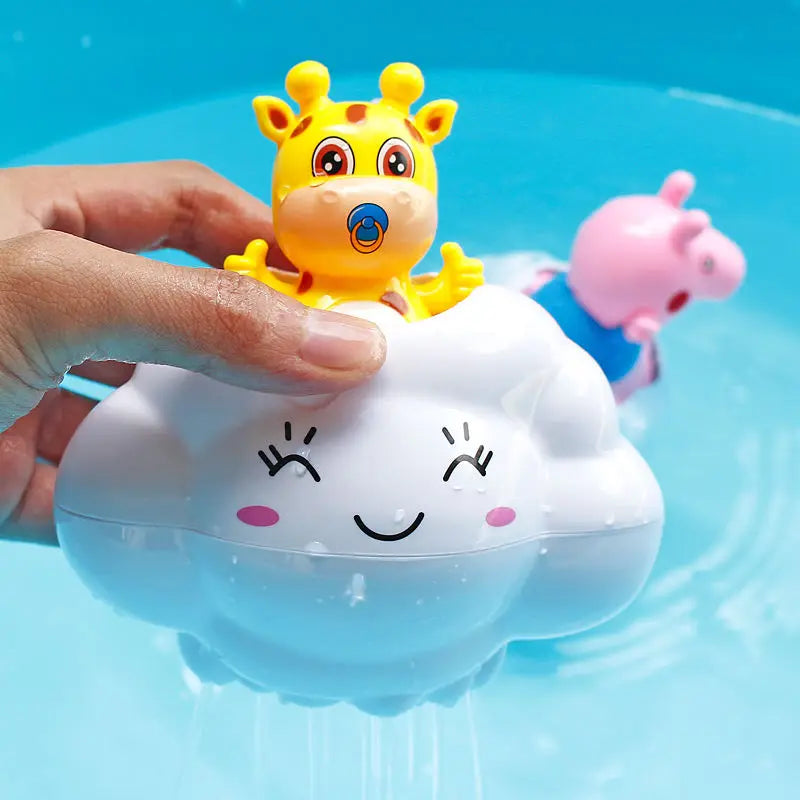 Bathing Cute Swimming Water Spraying Clouds