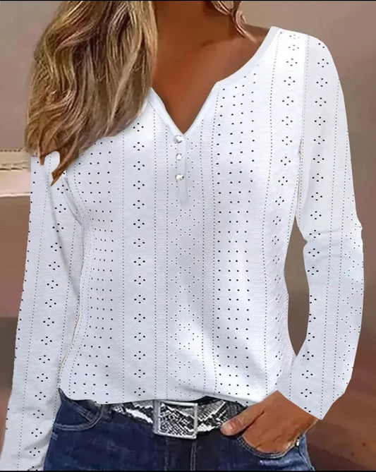 Women Ruffled Hollow Out Blouse