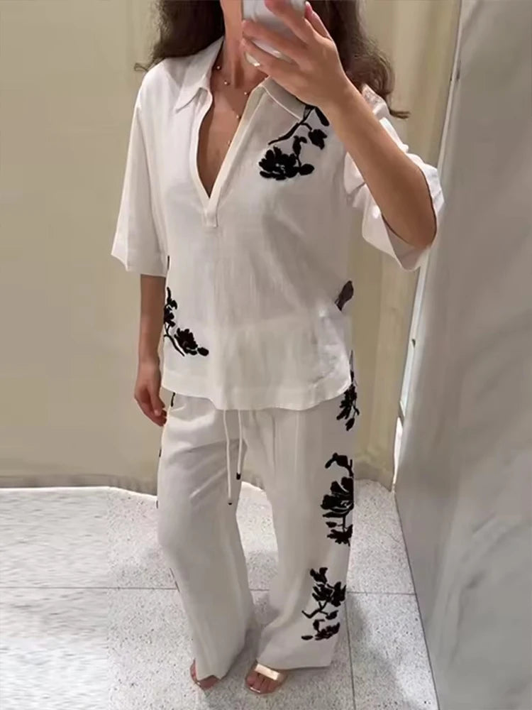 Tied Casual Pants 2 Pieces Sets