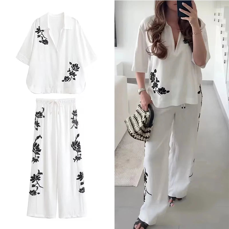 Tied Casual Pants 2 Pieces Sets