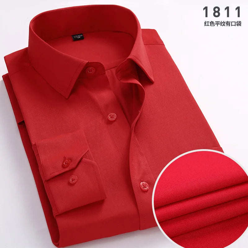 New Men's Dress Shirt Classic Solid