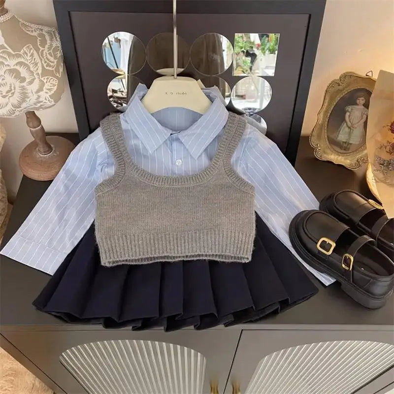 Baby Girl Pleated Skirt and Vest