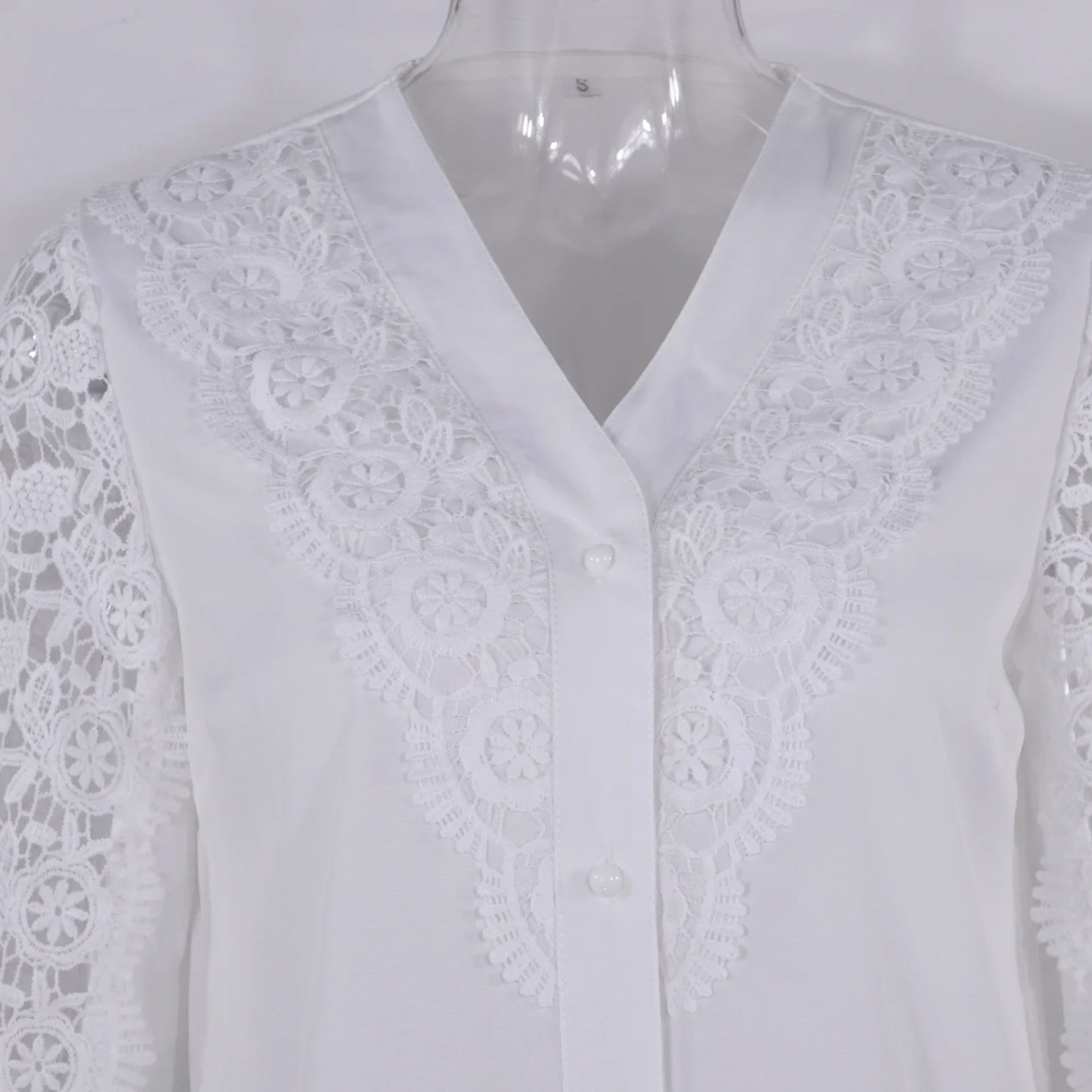 Elegant Blouses Office Spring Casual Button V-neck Long Sleeve