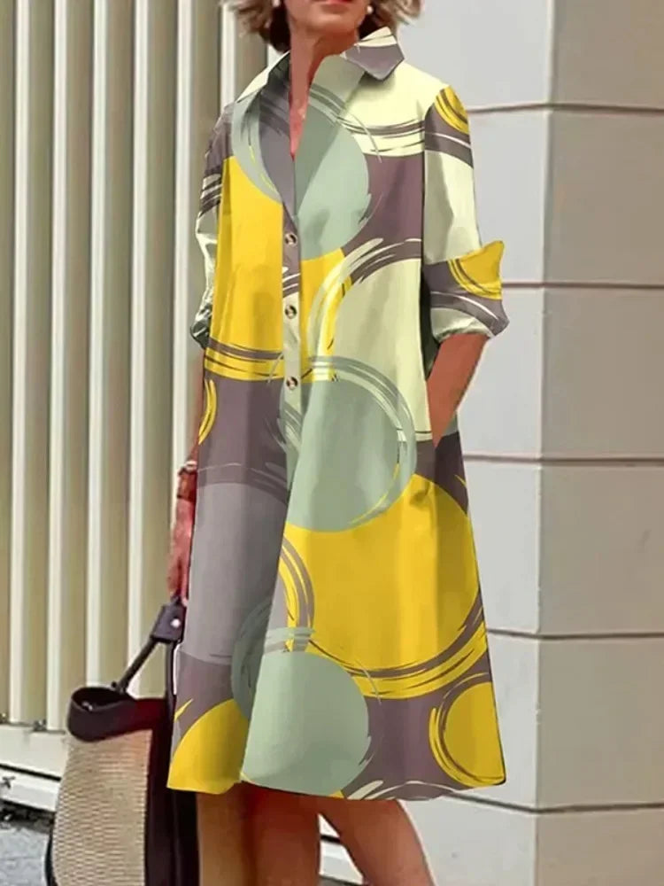 Women‘s  Dress Long Sleeves Buttoned