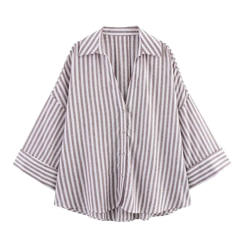 MUJER Women's Striped Oversize Shirts