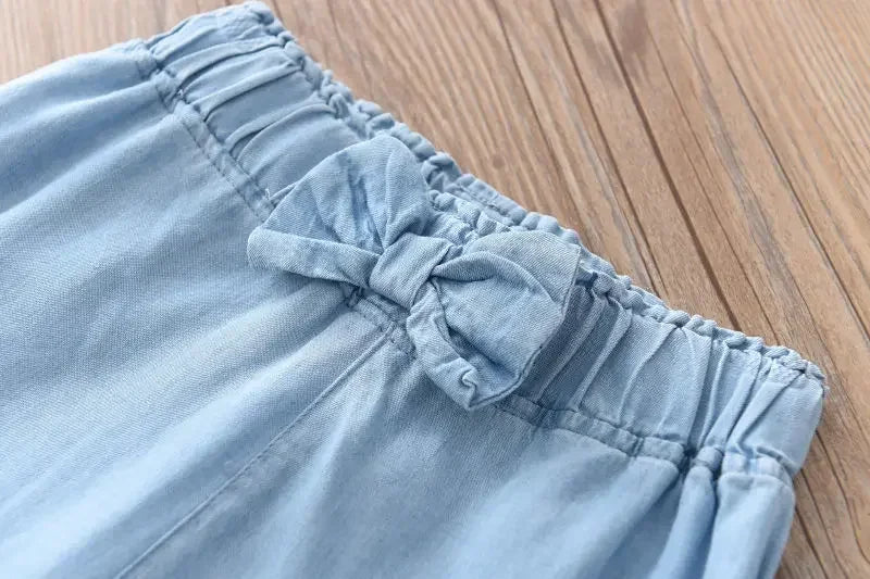 Children Wide Leg Pants Summer Casual Thin Chiffon Cropped Trousers For Teenager Girls Clothes 2 4 6 8 10 Years