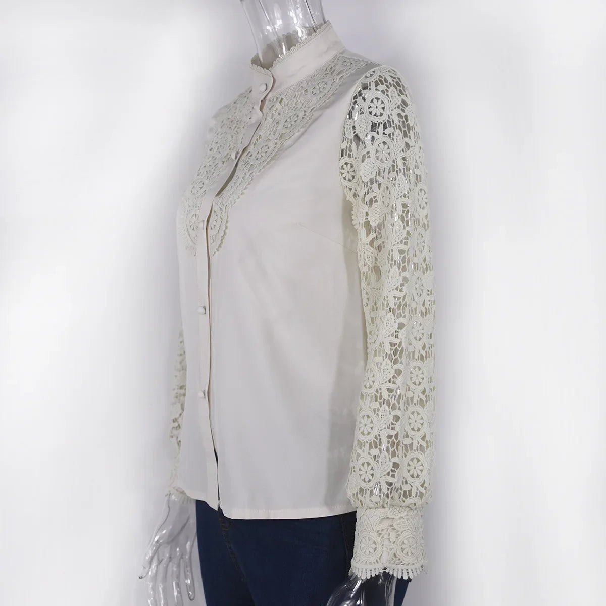 Elegant Blouses Office Spring Casual Button V-neck Long Sleeve