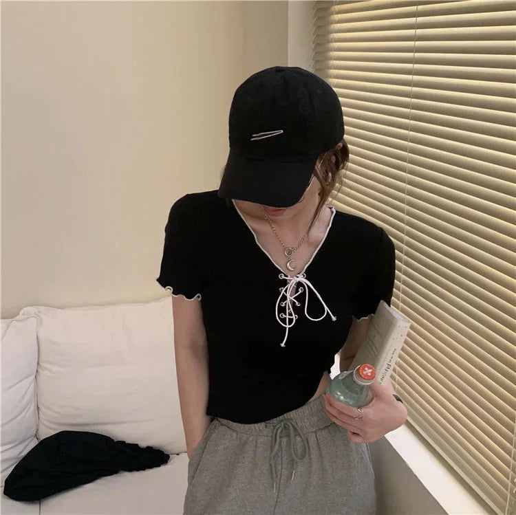 Woman T-shirts White V-neck