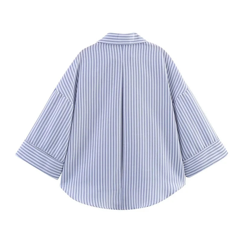 MUJER Women's Striped Oversize Shirts
