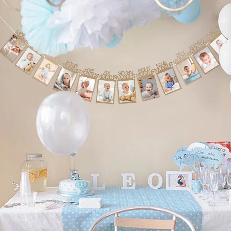 Baby 1st Birthday Decoration Photo Banner