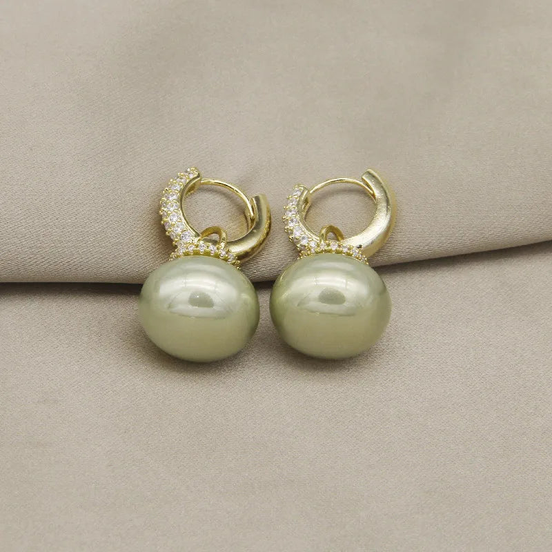 Colorful Blue Pearl Circle Ear Button Design Eardrop for Girls.