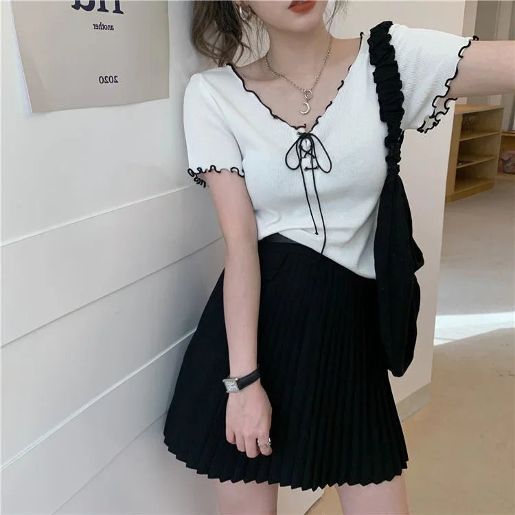 Woman T-shirts White V-neck