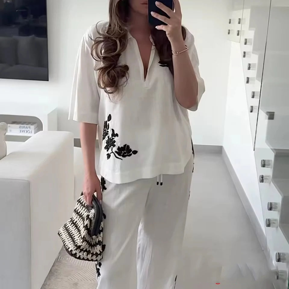 Tied Casual Pants 2 Pieces Sets