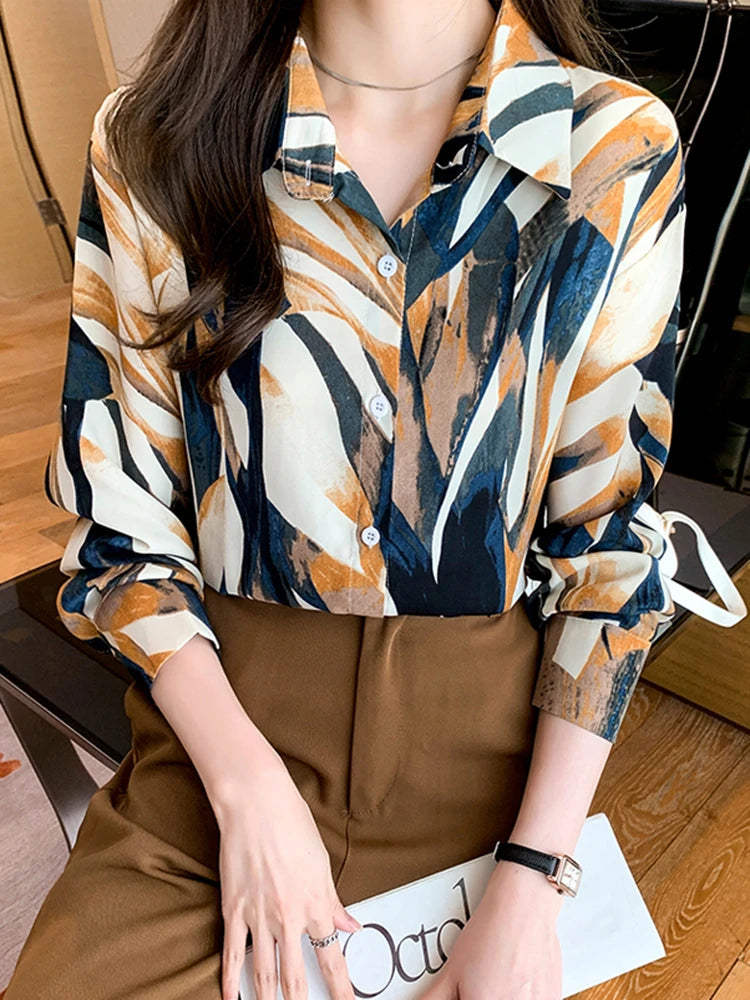 Women Blouse Top Vintage Button Up Shirts