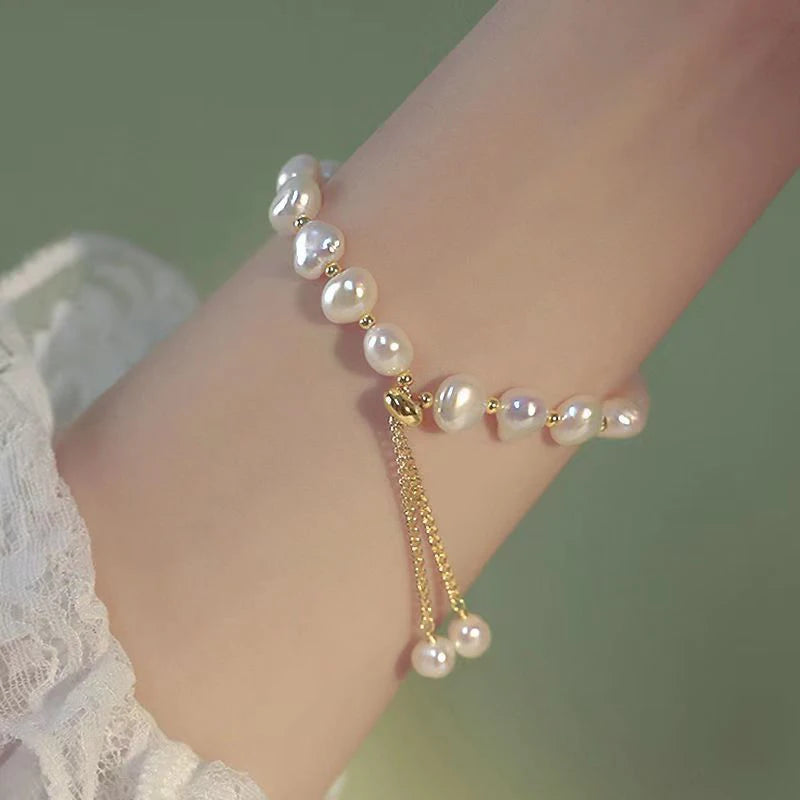 Elegant Baroque Pearl Beaded Bracelet