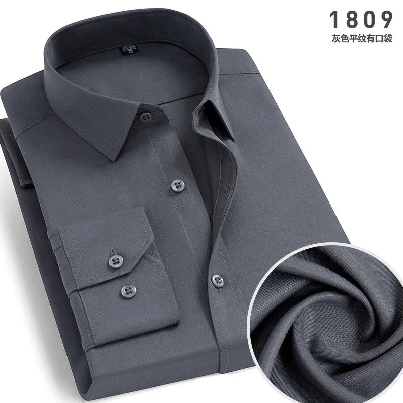 New Men's Dress Shirt Classic Solid