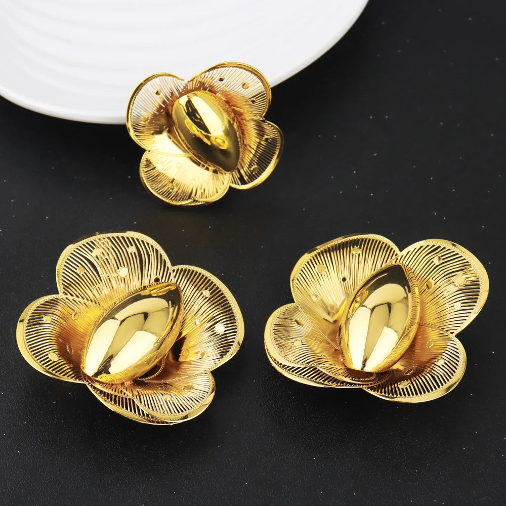New  Dubai inspired Gold Plated Earrings Ring Set