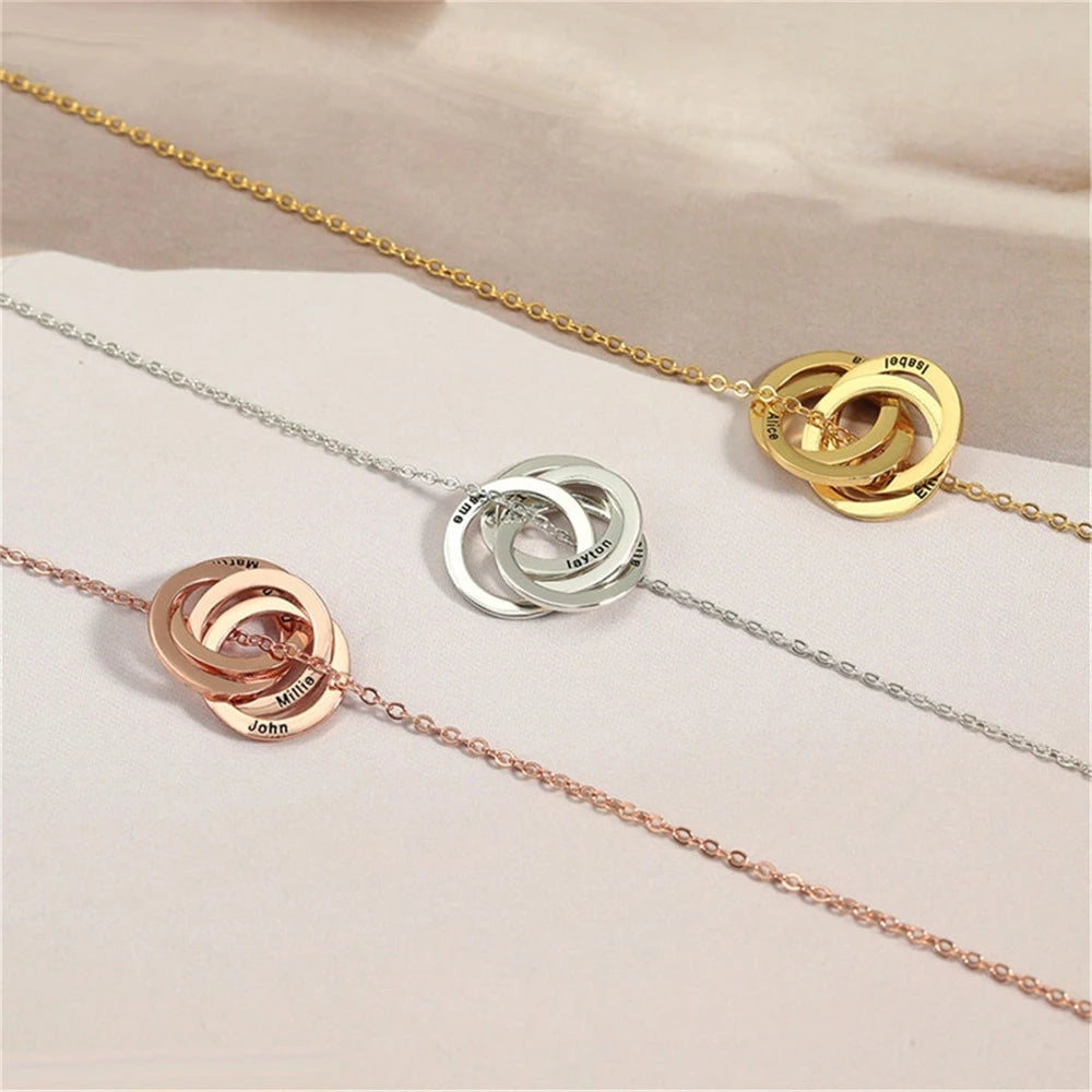 Engraved Children's Name Linked Circle Necklace