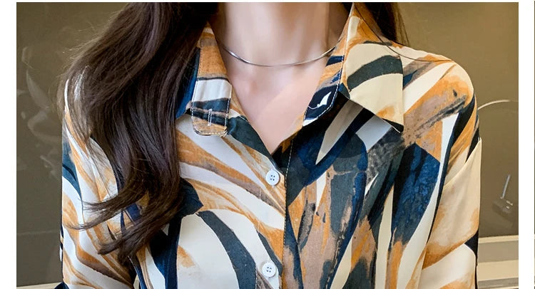 Women Blouse Top Vintage Button Up Shirts