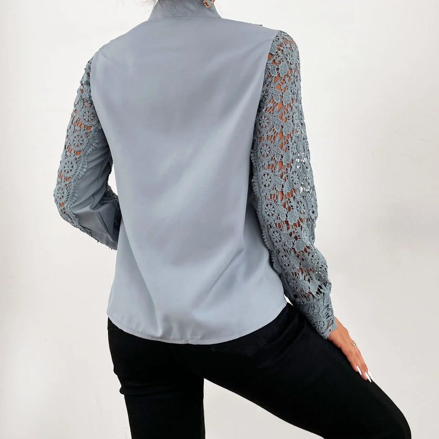 Elegant Blouses Office Spring Casual Button V-neck Long Sleeve