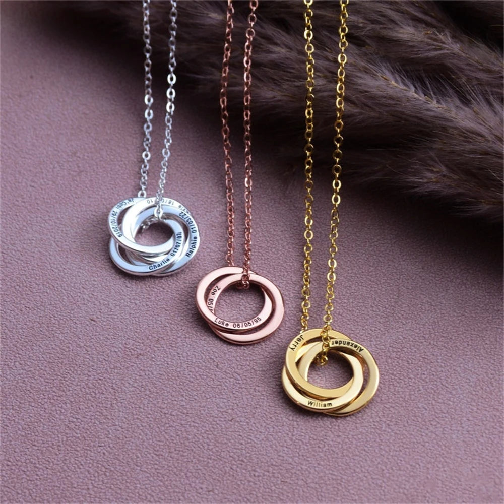 Engraved Children's Name Linked Circle Necklace