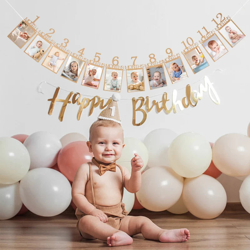 Baby 1st Birthday Decoration Photo Banner