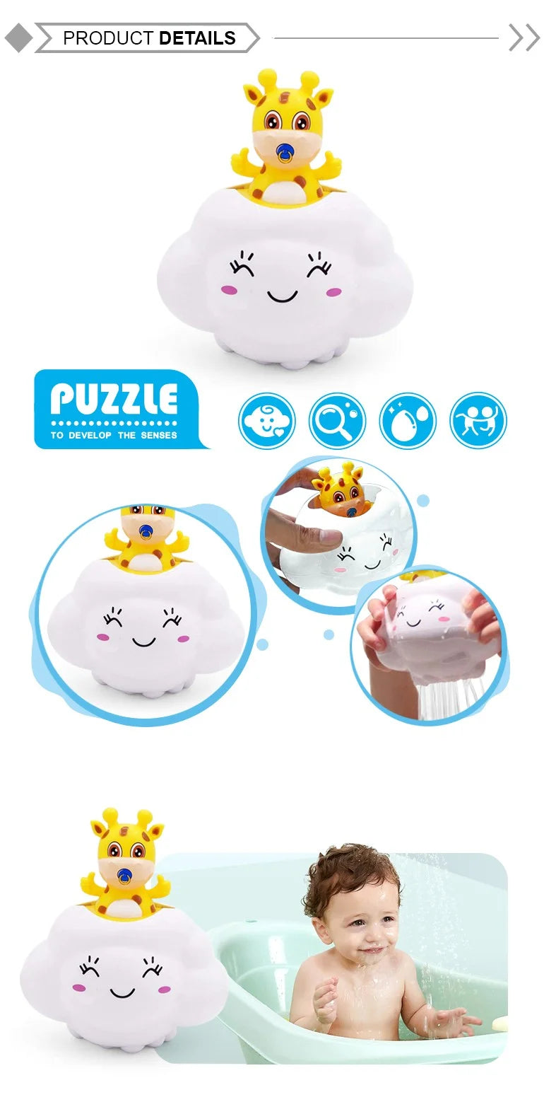 Bathing Cute Swimming Water Spraying Clouds