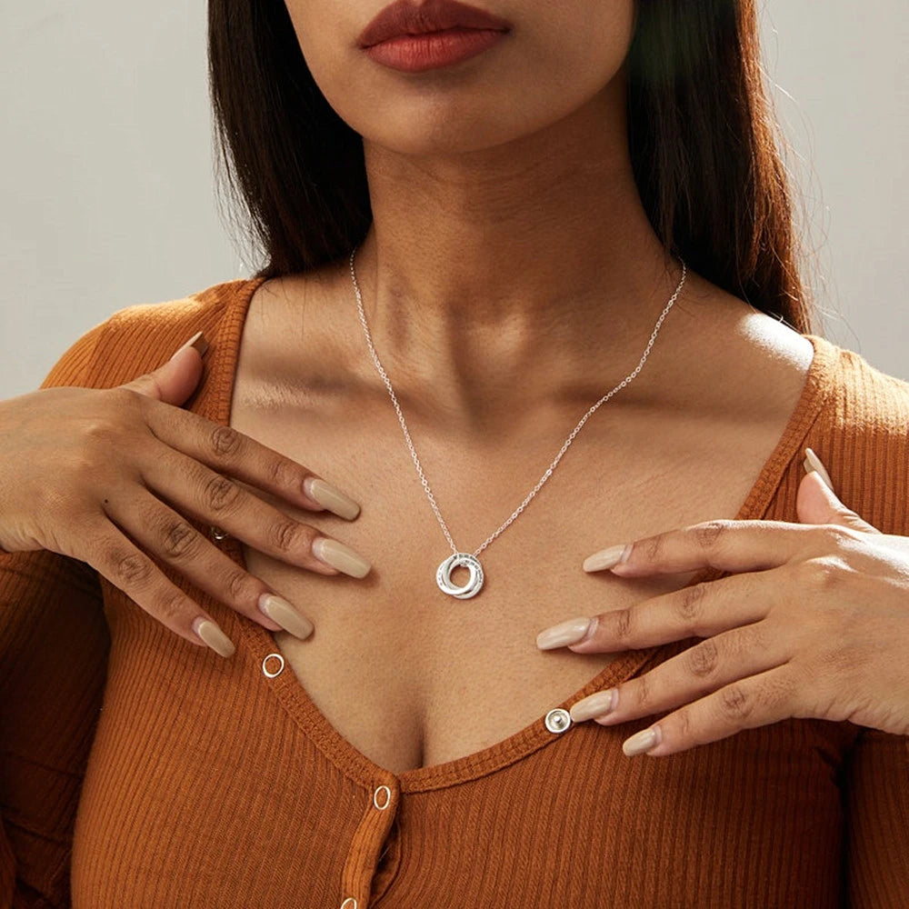 Engraved Children's Name Linked Circle Necklace