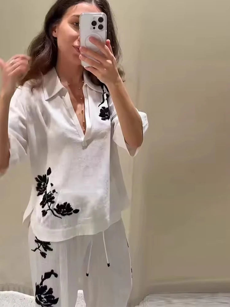 Tied Casual Pants 2 Pieces Sets