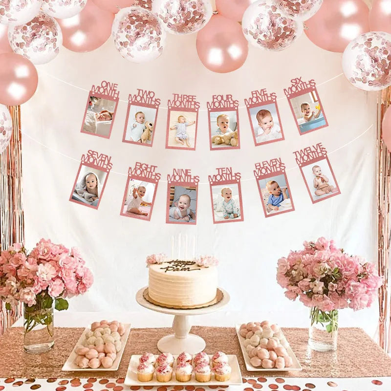 Baby 1st Birthday Decoration Photo Banner