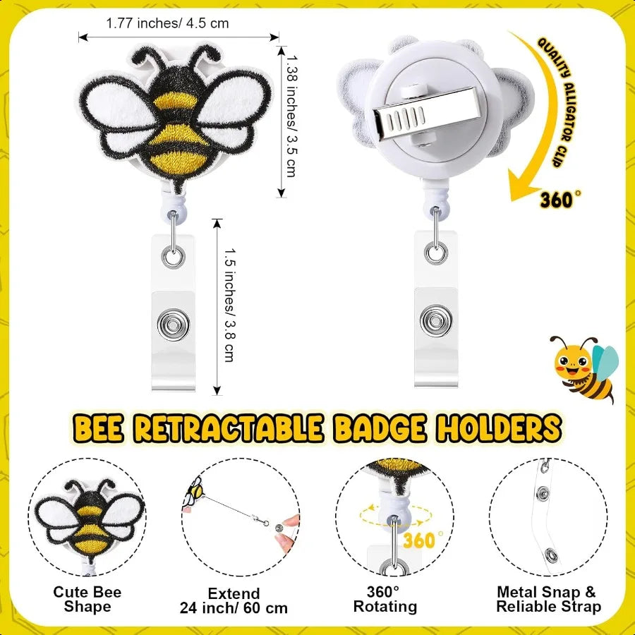 Employee Appreciation Gift Bee Badge Reel Retractable Badge Holders Clips Thanksgiving Day Inspirational Cards Organza Bag Bee