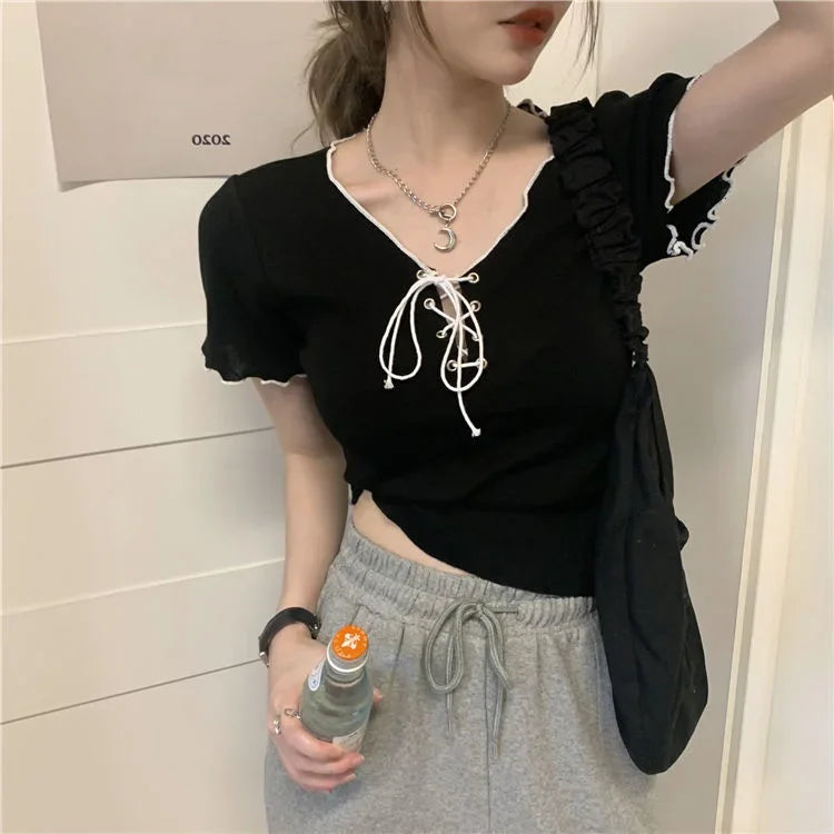 Woman T-shirts White V-neck