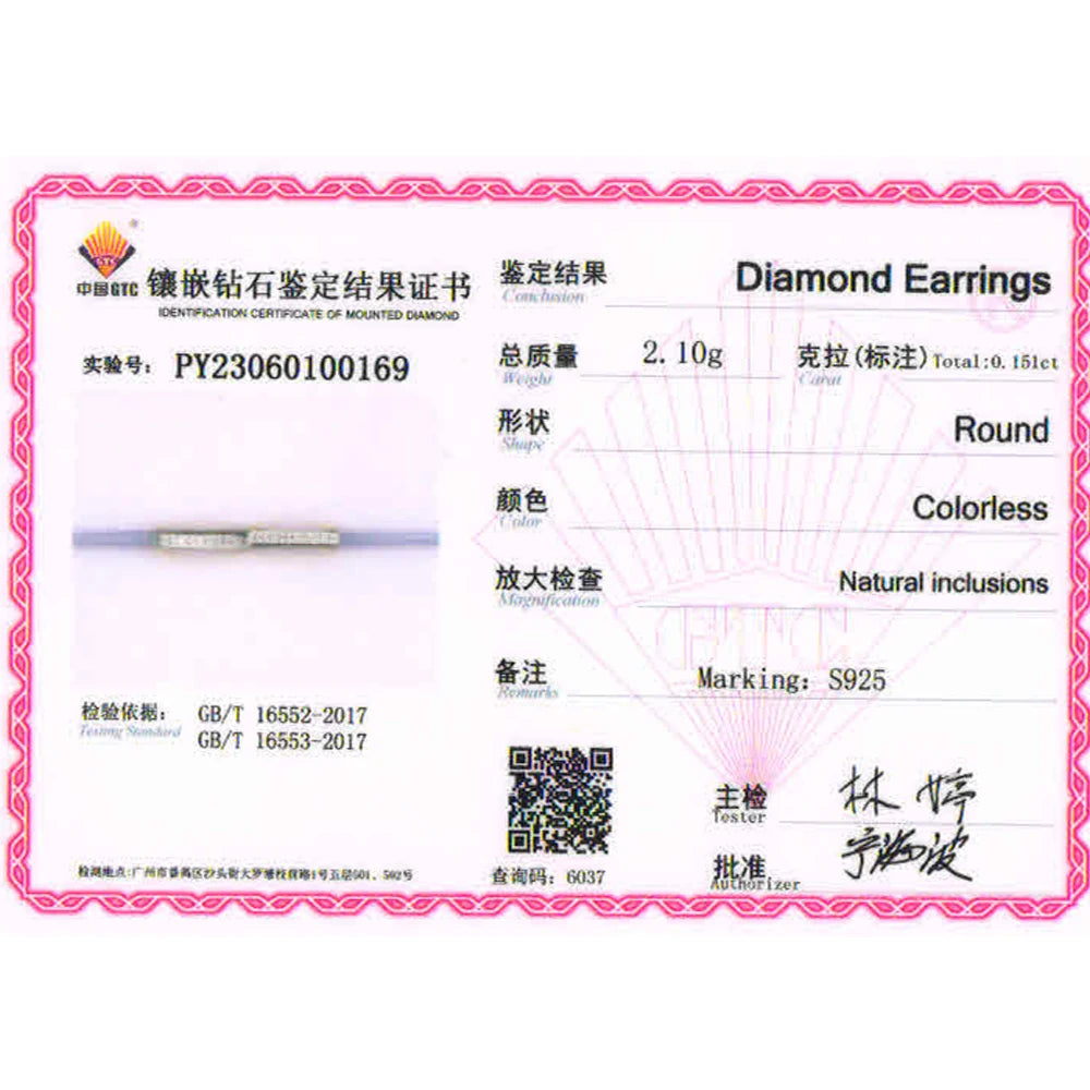 Fashion design 925 silver with diamond earrings women light luxury elegant fine jewelry